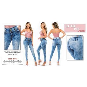 WAIST 27 SIZE 7 SKINNY JEANS STRETCH DENIM PUSH UP ACID BLUE, 7-4 CUTIE 1409 SZ7